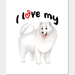 I Love My Samoyed Dog Posters and Art